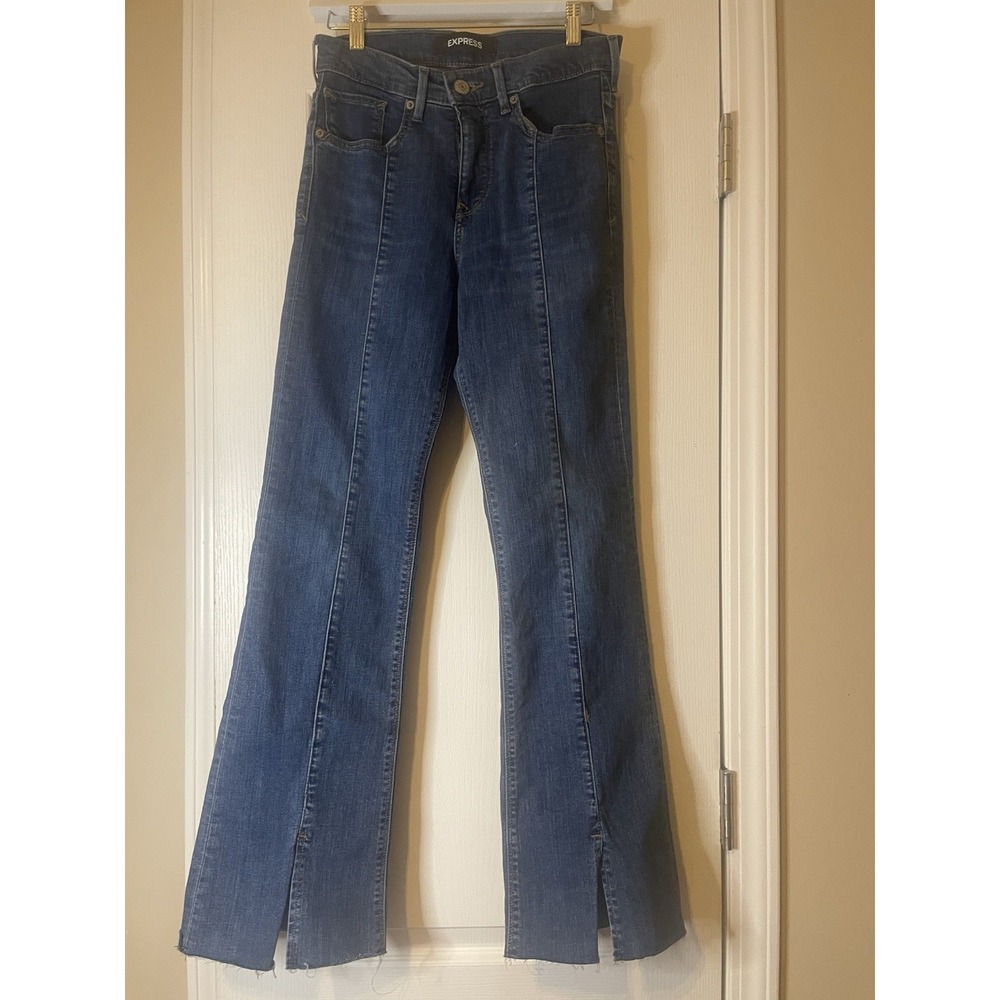 Express Boot high Rise Front Seam Ankle Split Denim 2S/2C